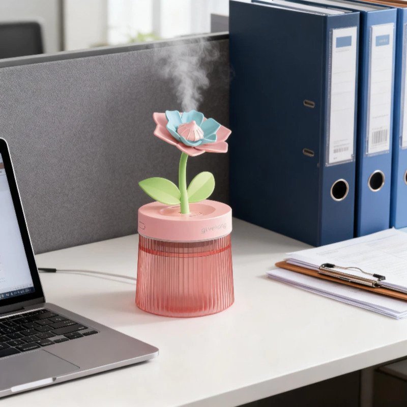 Portable Flower Air Humidifier And Aroma Diffuser With Colorful Light - Image 2