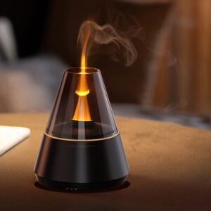 Simulated Flame Aroma Essential Oil Diffuser With Ambient Light