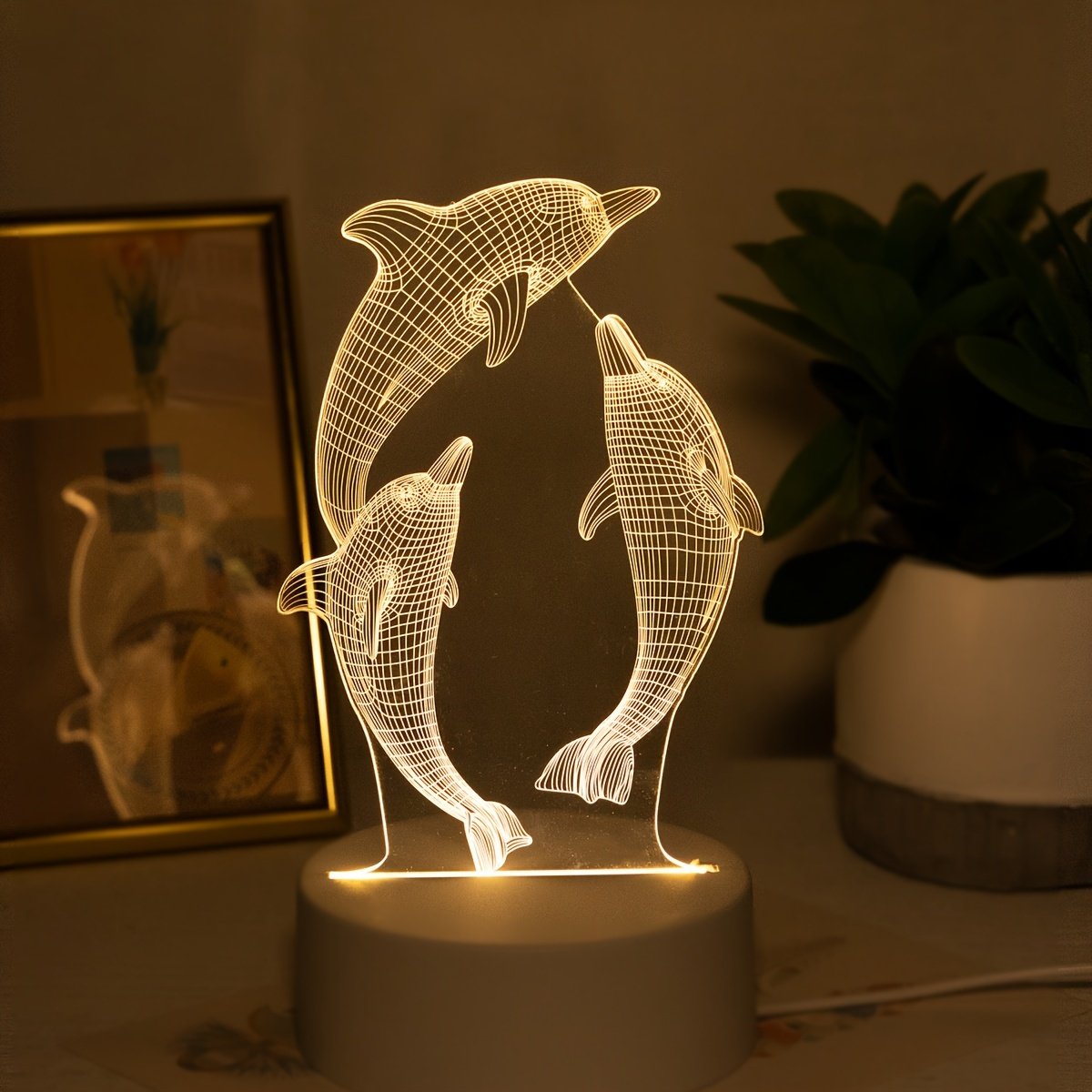 USB 3D Glowing Dolphin LED Creative Night Light - Image 4