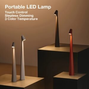 Modern Touch Control Portable LED Table Lamp In Brown Design
