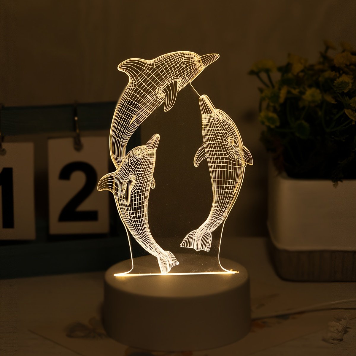 USB 3D Glowing Dolphin LED Creative Night Light