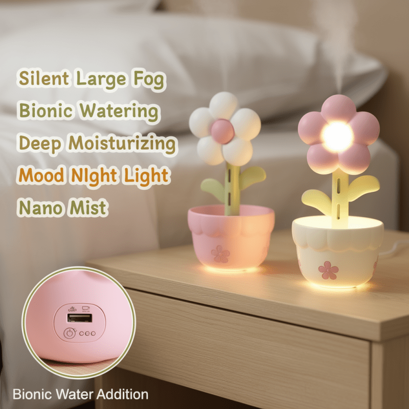 Flower Design Air Humidifier And Aroma Diffuser With Silent Operation - Image 3